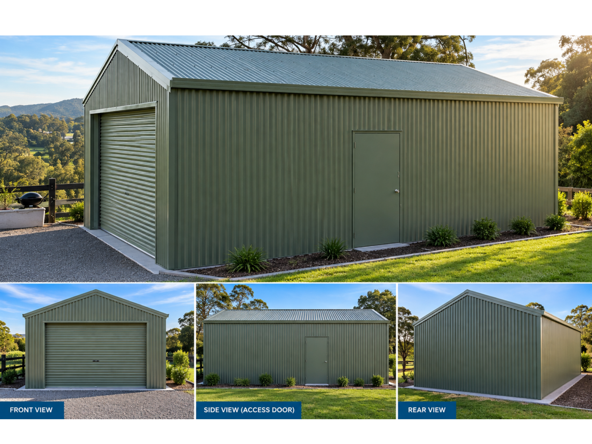 6x6 double garage with 5m wide roller door