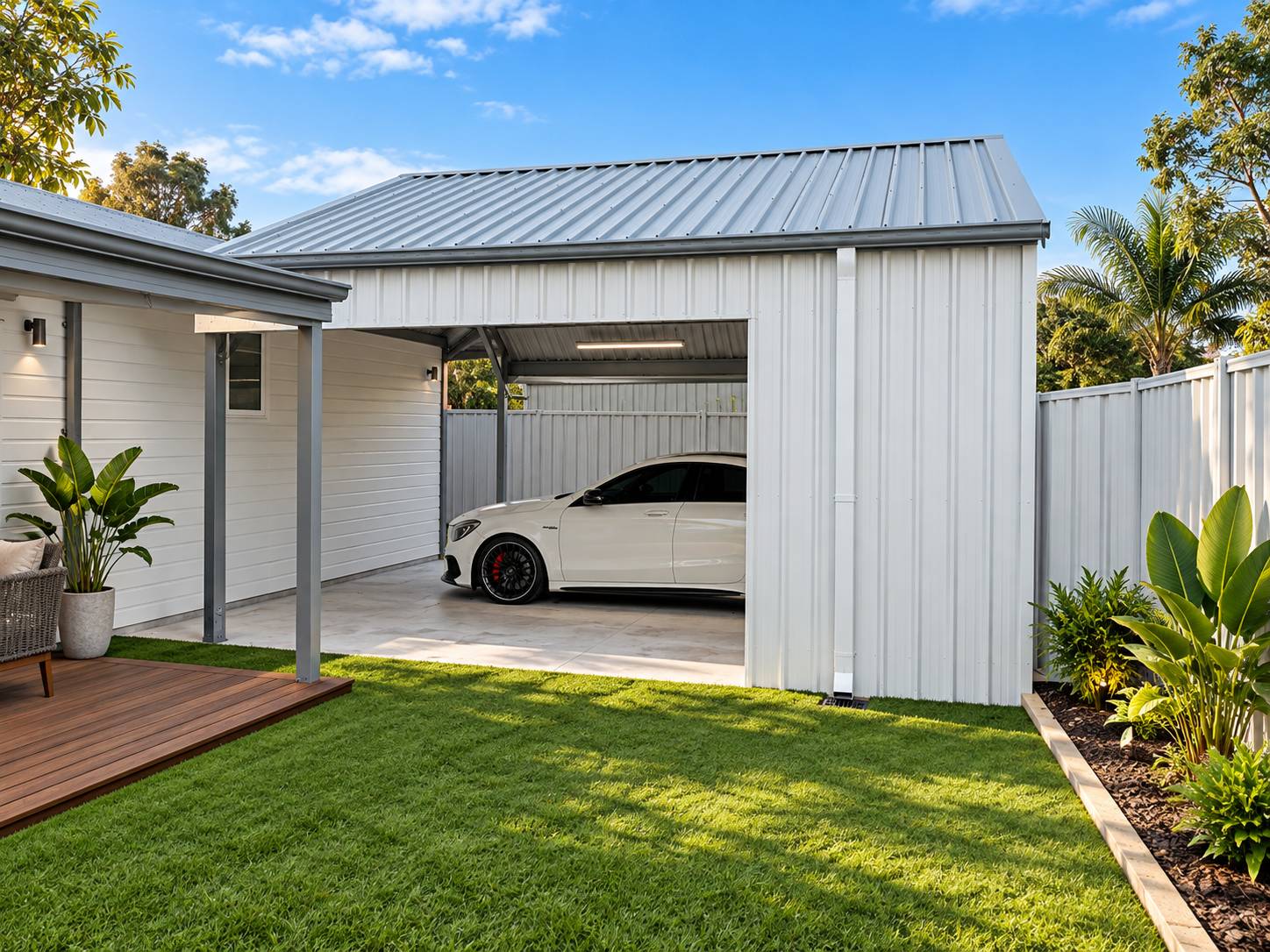 VERTICLE CLAD CARPORT WITH ROLLER DOOR VERTICLE CLAD CARPORT WITH ROLLER DOOR
